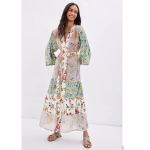 Dani Floral Kimono/Robe in Turquoise from Anthropologie - One Size - NWT